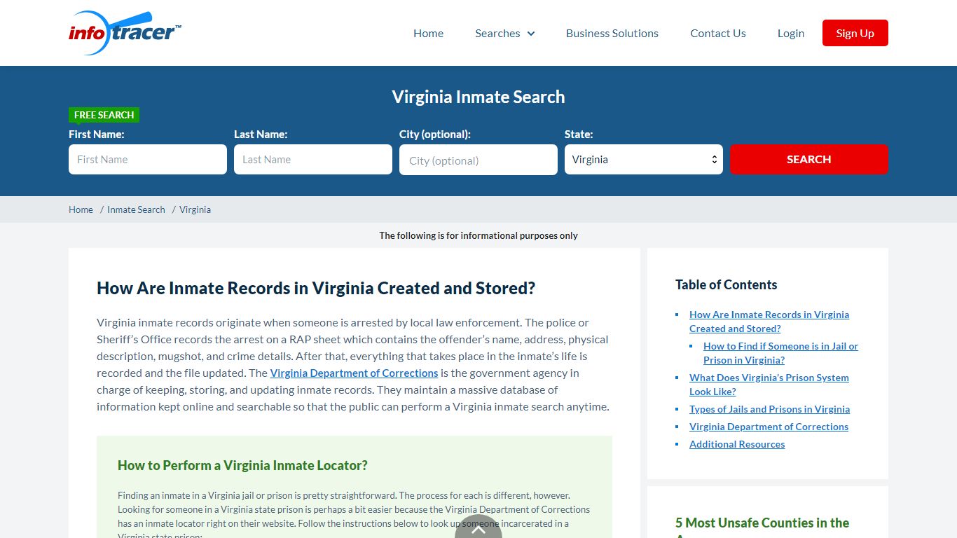 Virginia (VA) Doc Inmate Search & Locator - InfoTracer